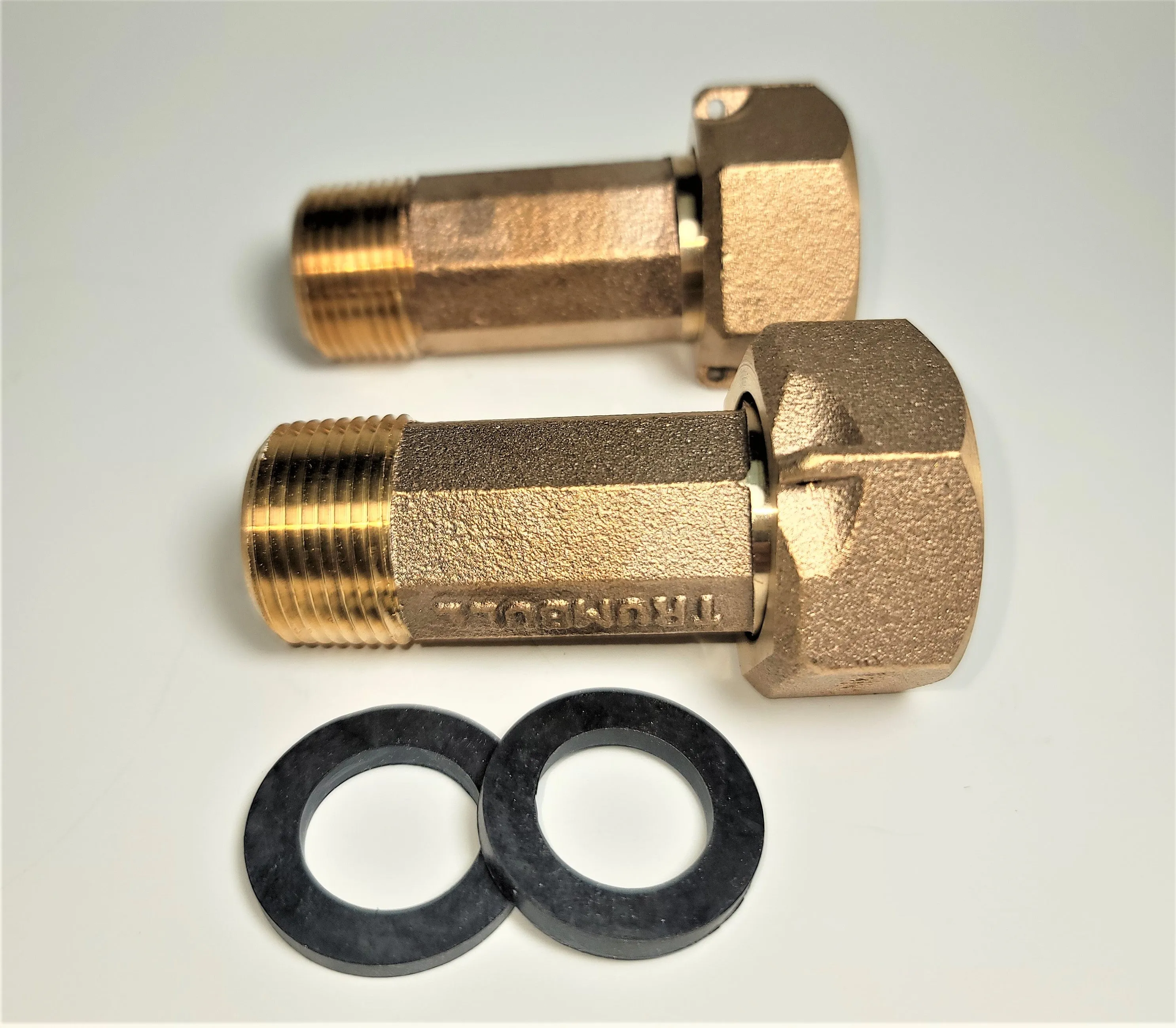 3/4" Short Water Meter Coupling, LEAD-FREE brass, 3/4" Fem swivel nut x 3/4" male NPT