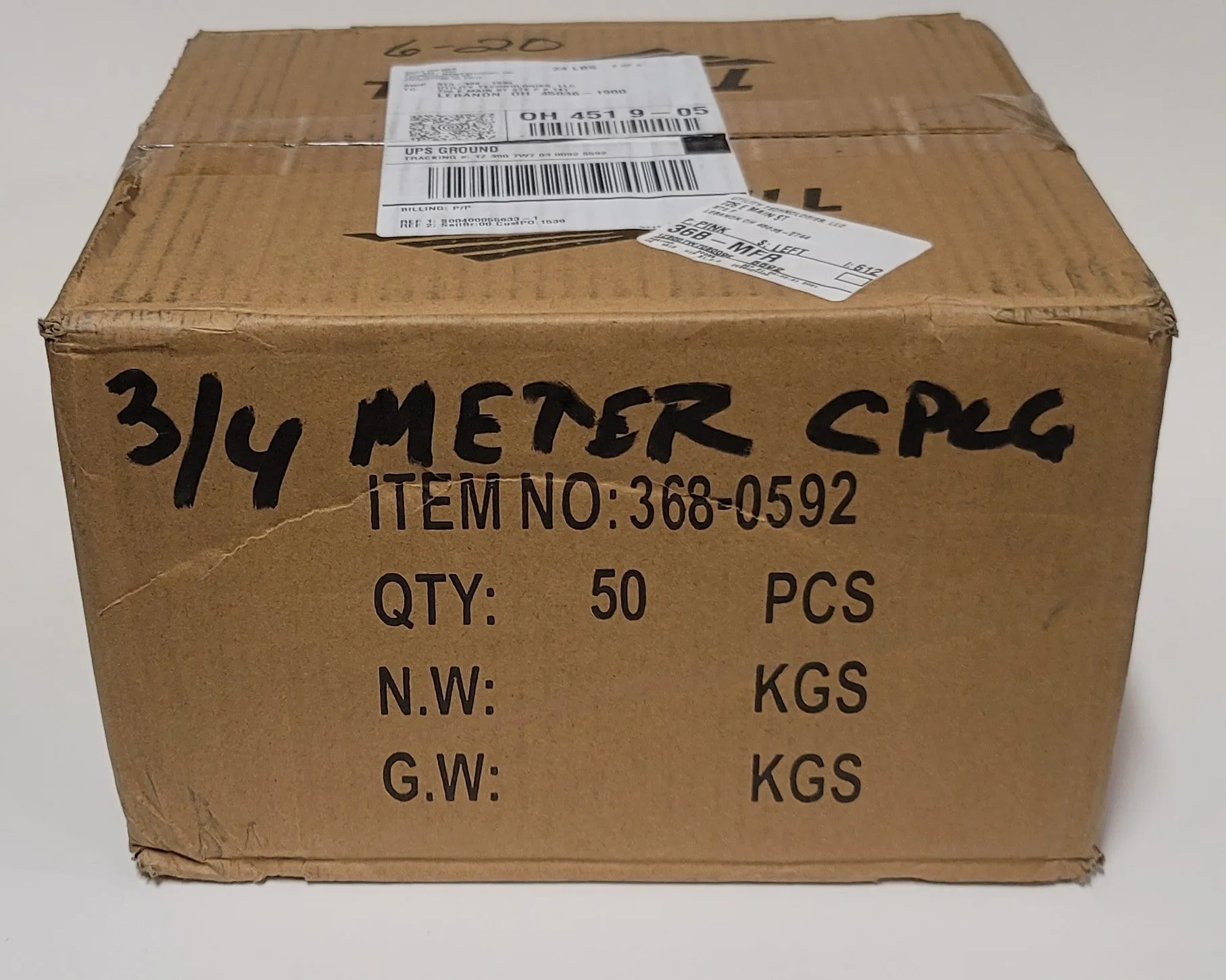 3/4" Short Water Meter Coupling, LEAD-FREE brass, 3/4" Fem swivel nut x 3/4" male NPT