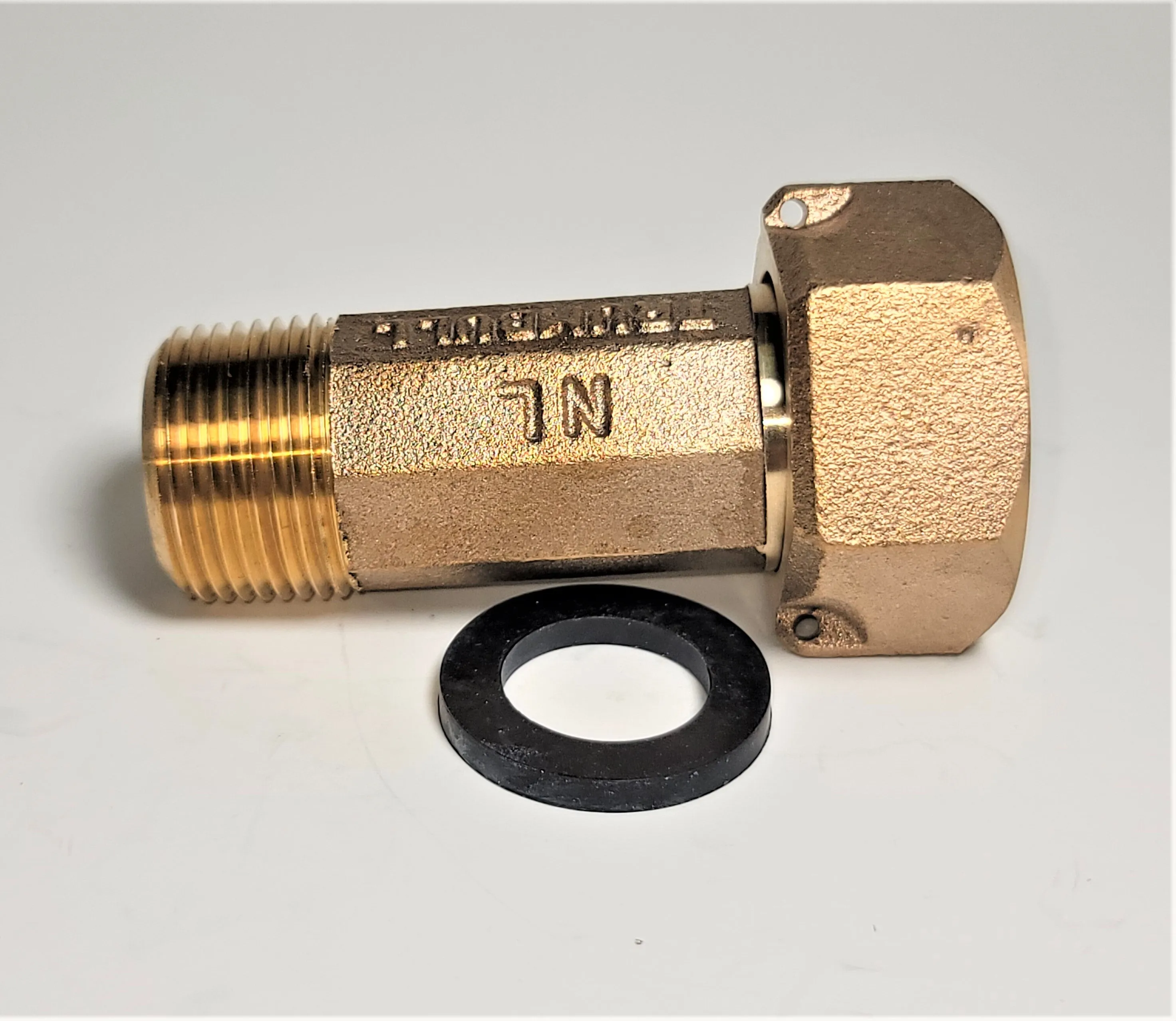 3/4" Short Water Meter Coupling, LEAD-FREE brass, 3/4" Fem swivel nut x 3/4" male NPT