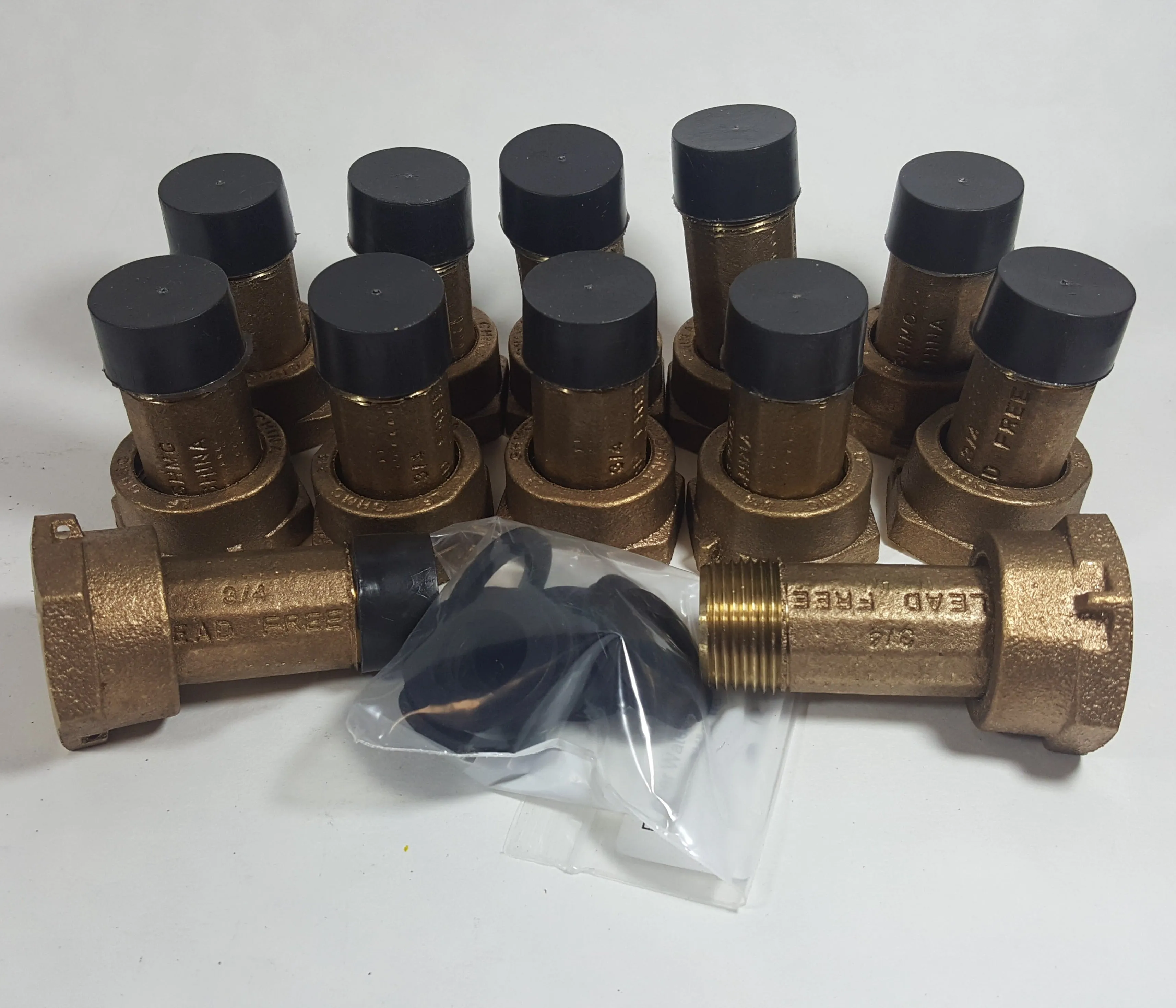 3/4" Short Water Meter Coupling, LEAD-FREE brass, 3/4" Fem swivel nut x 3/4" male NPT