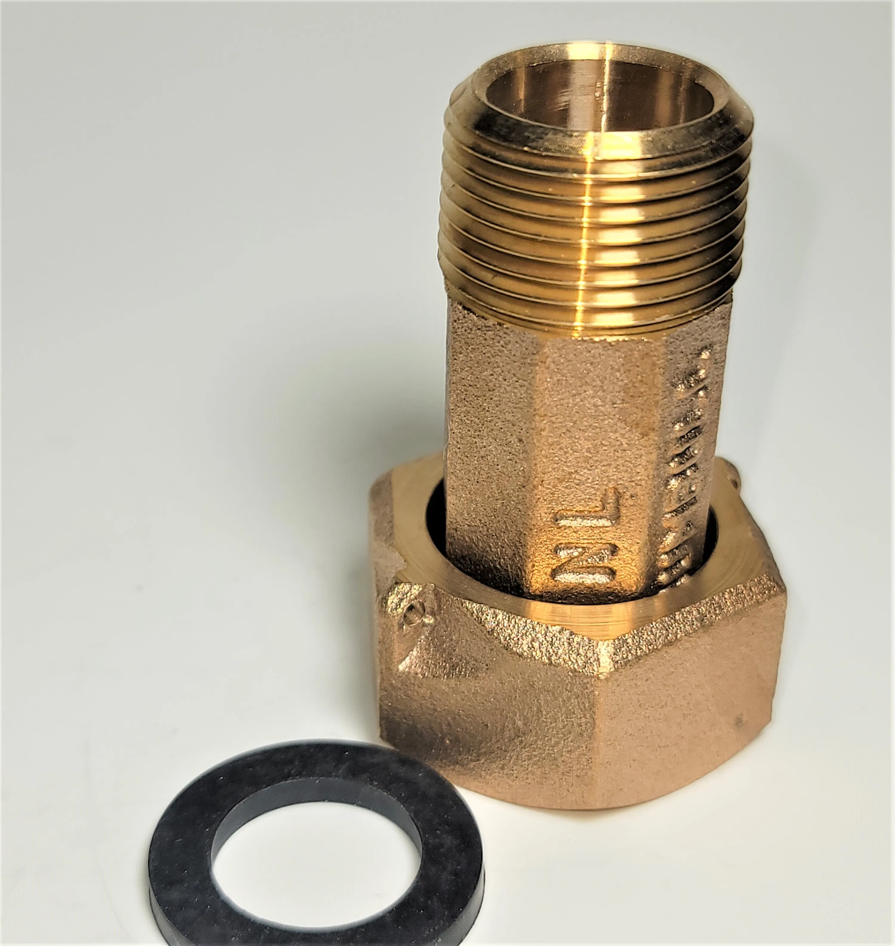 3/4" Short Water Meter Coupling, LEAD-FREE brass, 3/4" Fem swivel nut x 3/4" male NPT