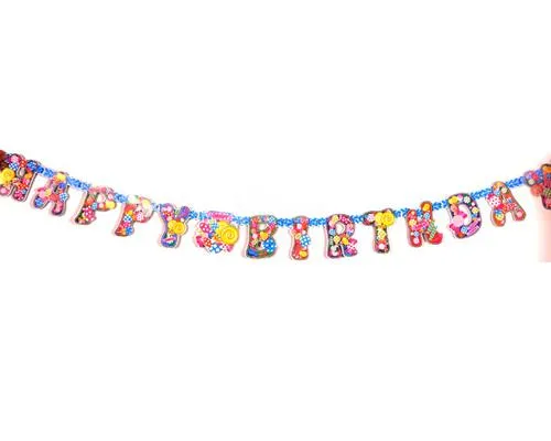 7' Party Decoration Accessory Paper Happy Birthday Banner