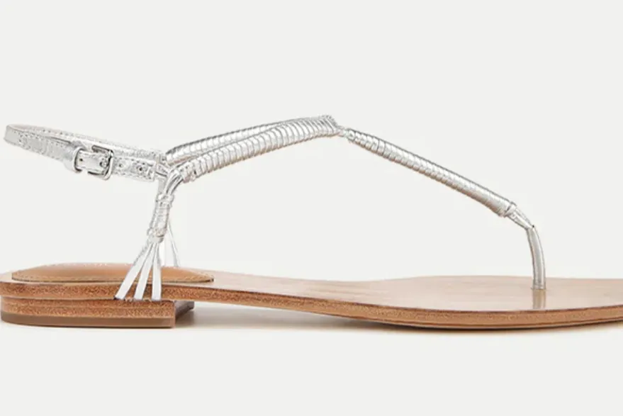 Amelia Silver Metallic T-Strap