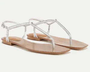 Amelia Silver Metallic T-Strap
