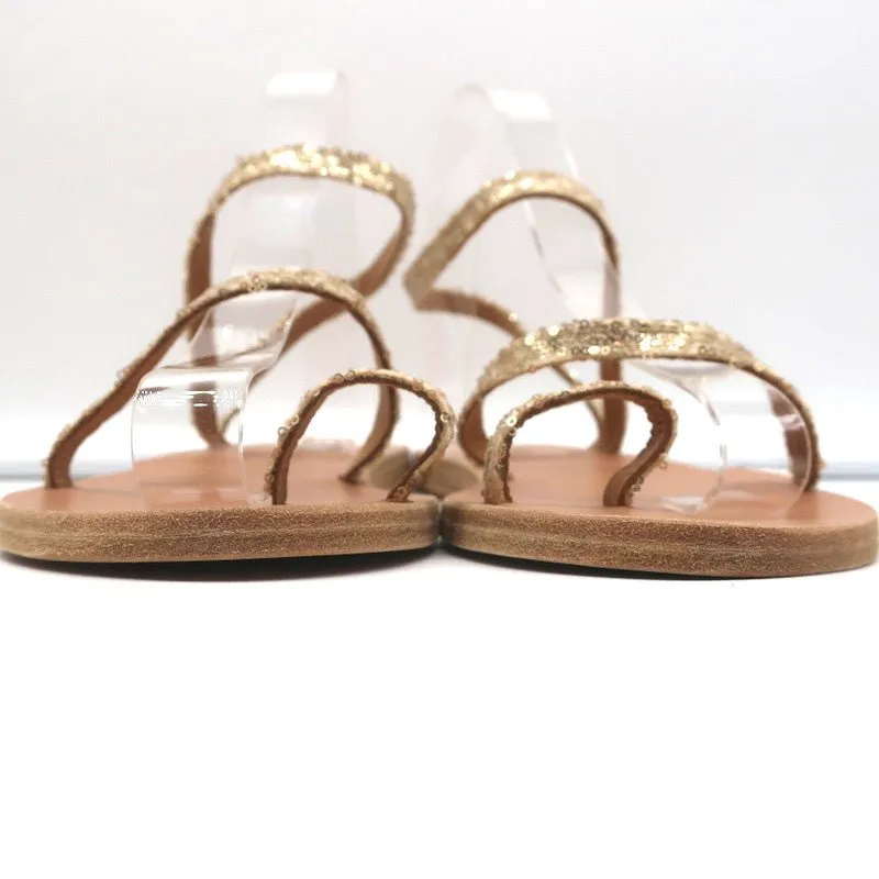 Ancient Greek Sandals Eleftheria Ankle Strap Sandals Gold Sequin Size 38 NEW