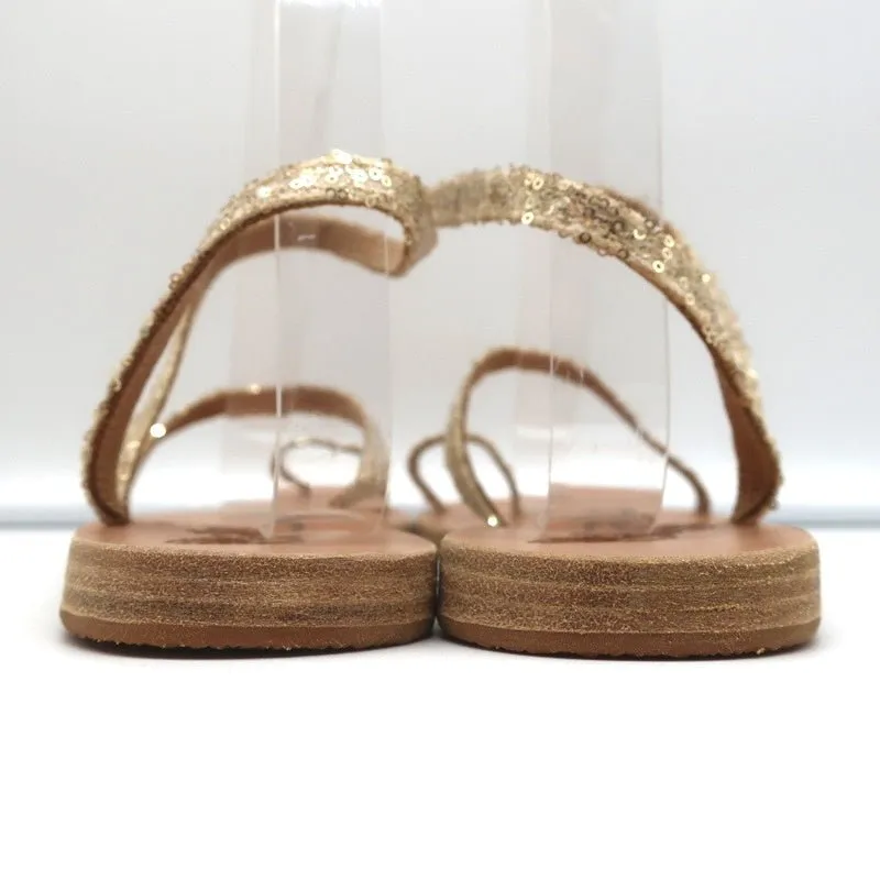 Ancient Greek Sandals Eleftheria Ankle Strap Sandals Gold Sequin Size 38 NEW