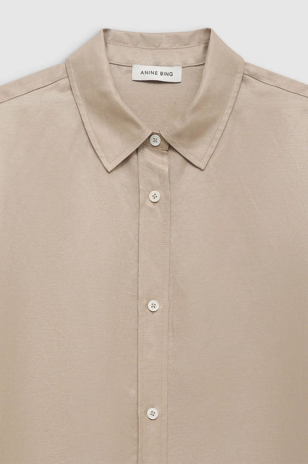 Anine Bing Mary Shirt in Oatmeal Linen Blend
