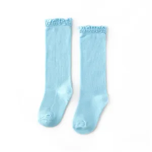 Aqua Lace Top Knee High Socks