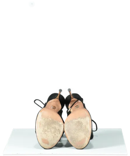 Aquazzura Black Suede Lace Up Heels With Gold Heel - UK 8 EU 41 👠