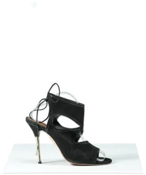 Aquazzura Black Suede Lace Up Heels With Gold Heel - UK 8 EU 41 👠