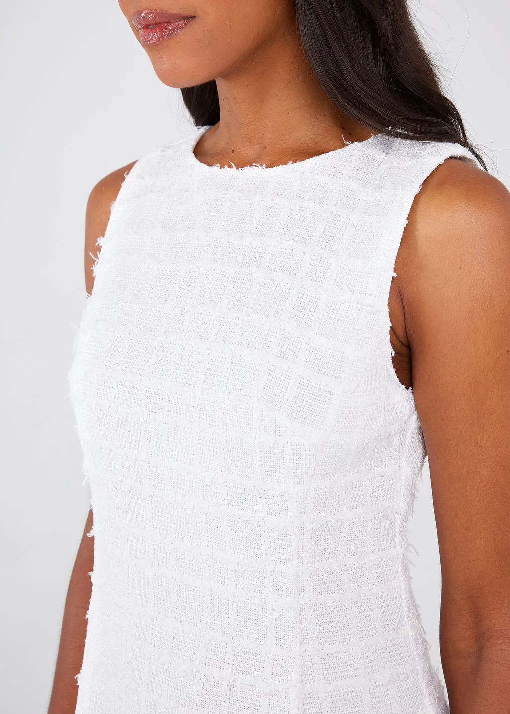 Avery Dress White Checkerboard Tweed
