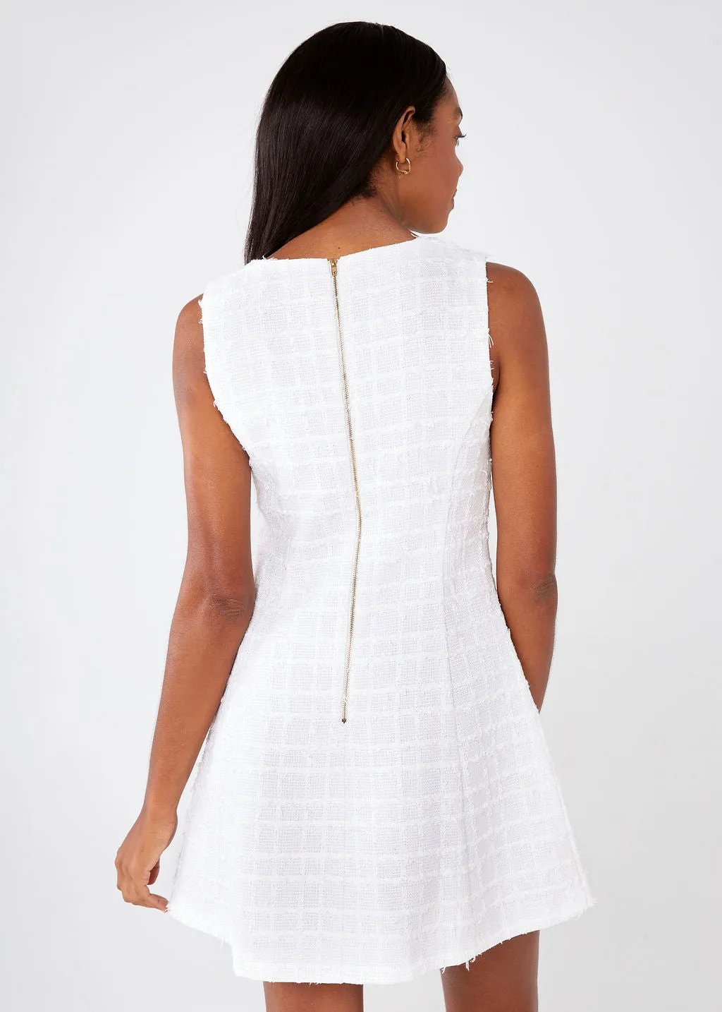 Avery Dress White Checkerboard Tweed