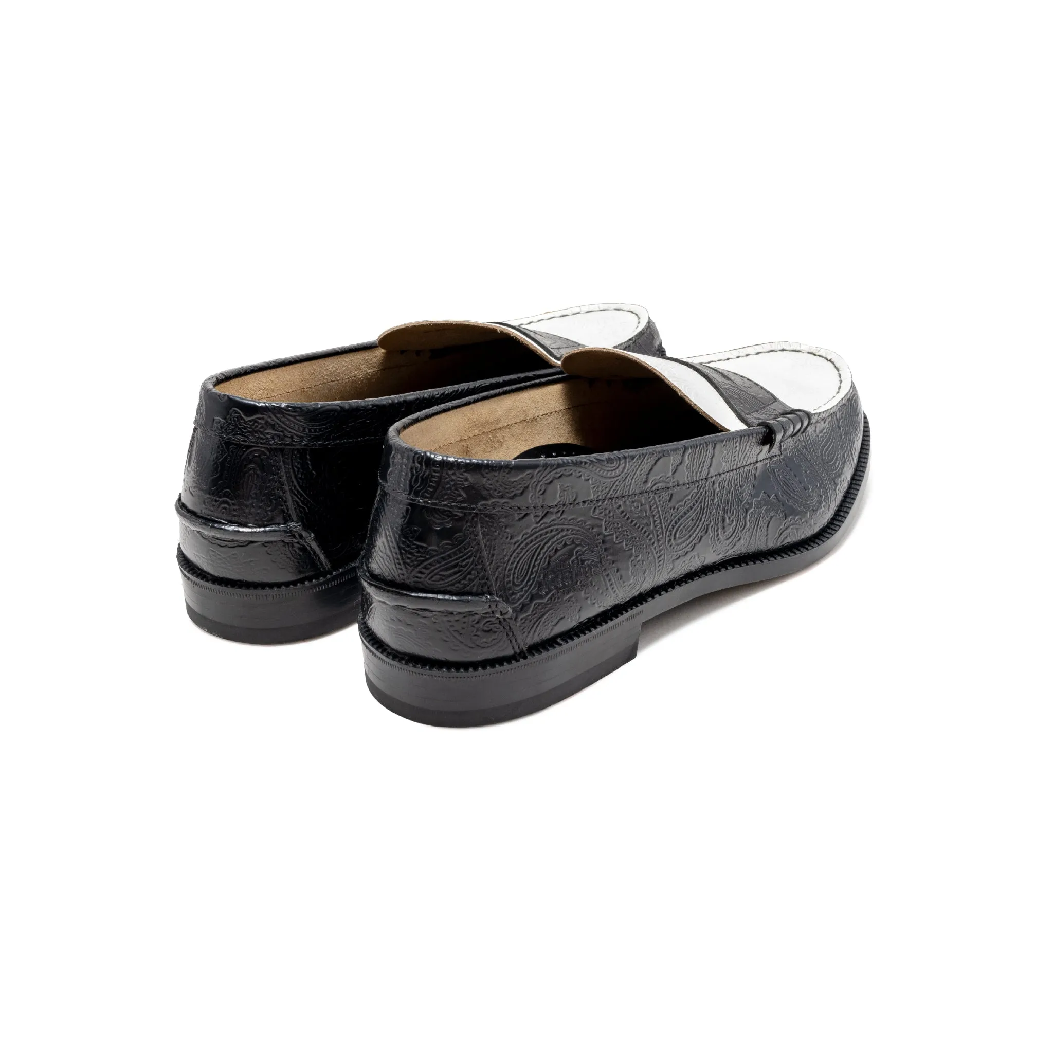 【B-Grade】MENS EMBOSSED LOAFERS / WHITE BLACK PAISLEY