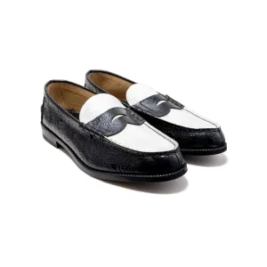 【B-Grade】MENS EMBOSSED LOAFERS / WHITE BLACK PAISLEY