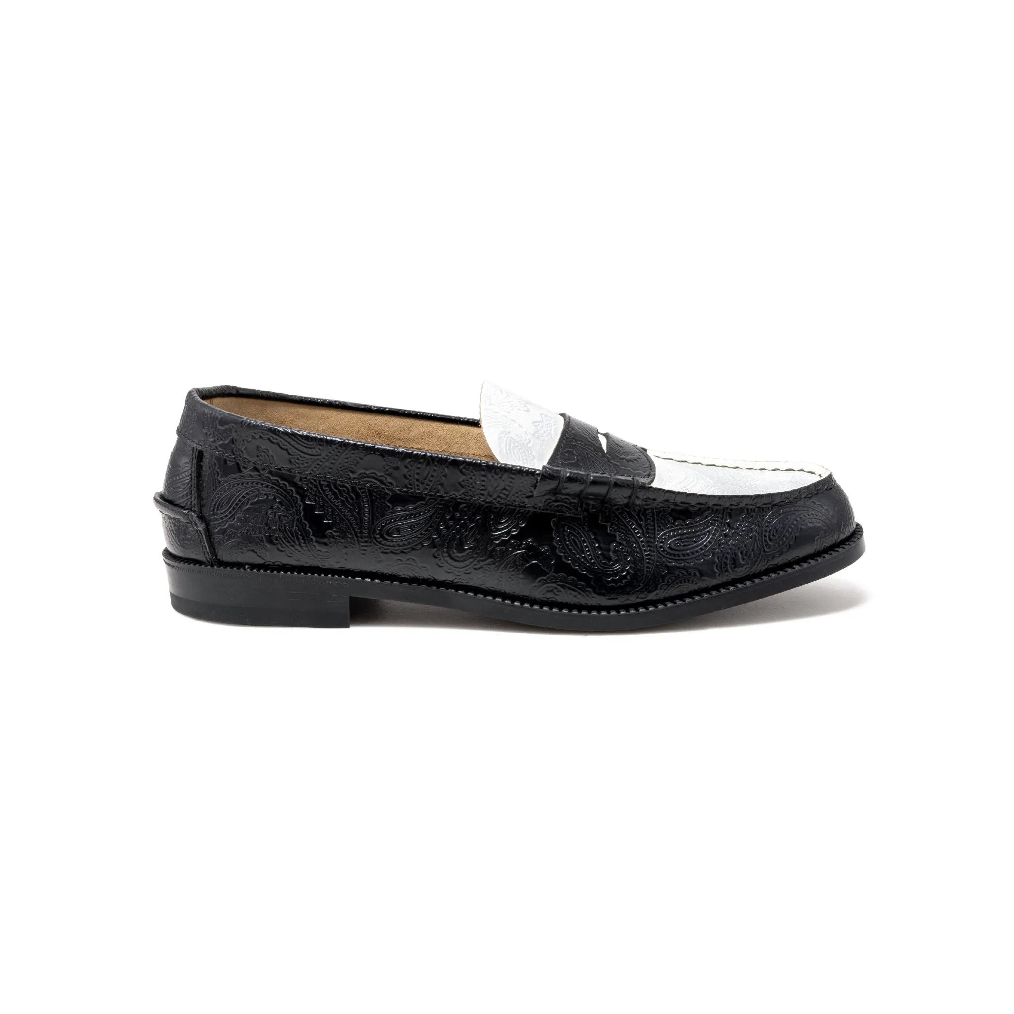 【B-Grade】MENS EMBOSSED LOAFERS / WHITE BLACK PAISLEY