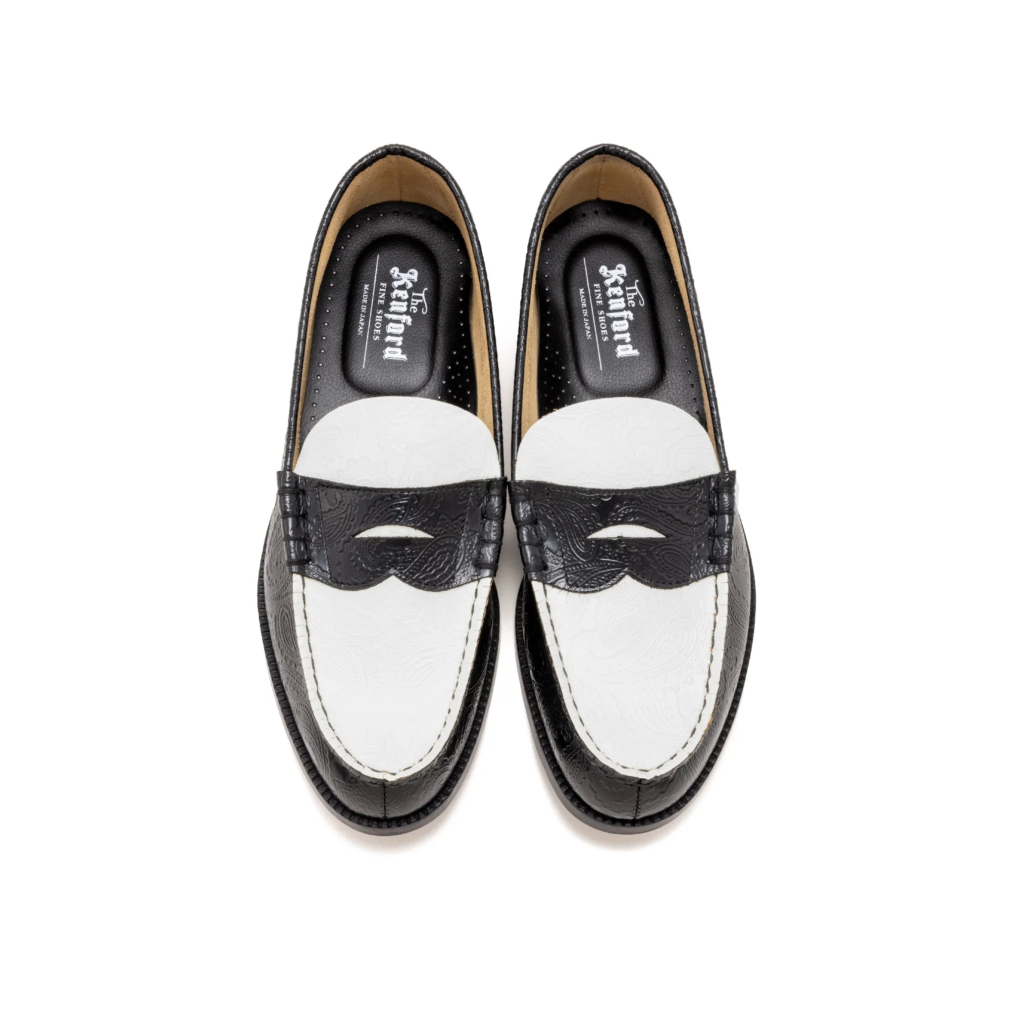 【B-Grade】MENS EMBOSSED LOAFERS / WHITE BLACK PAISLEY