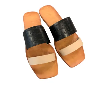 Bamboo Black Strap Women's Sandals New Size 7