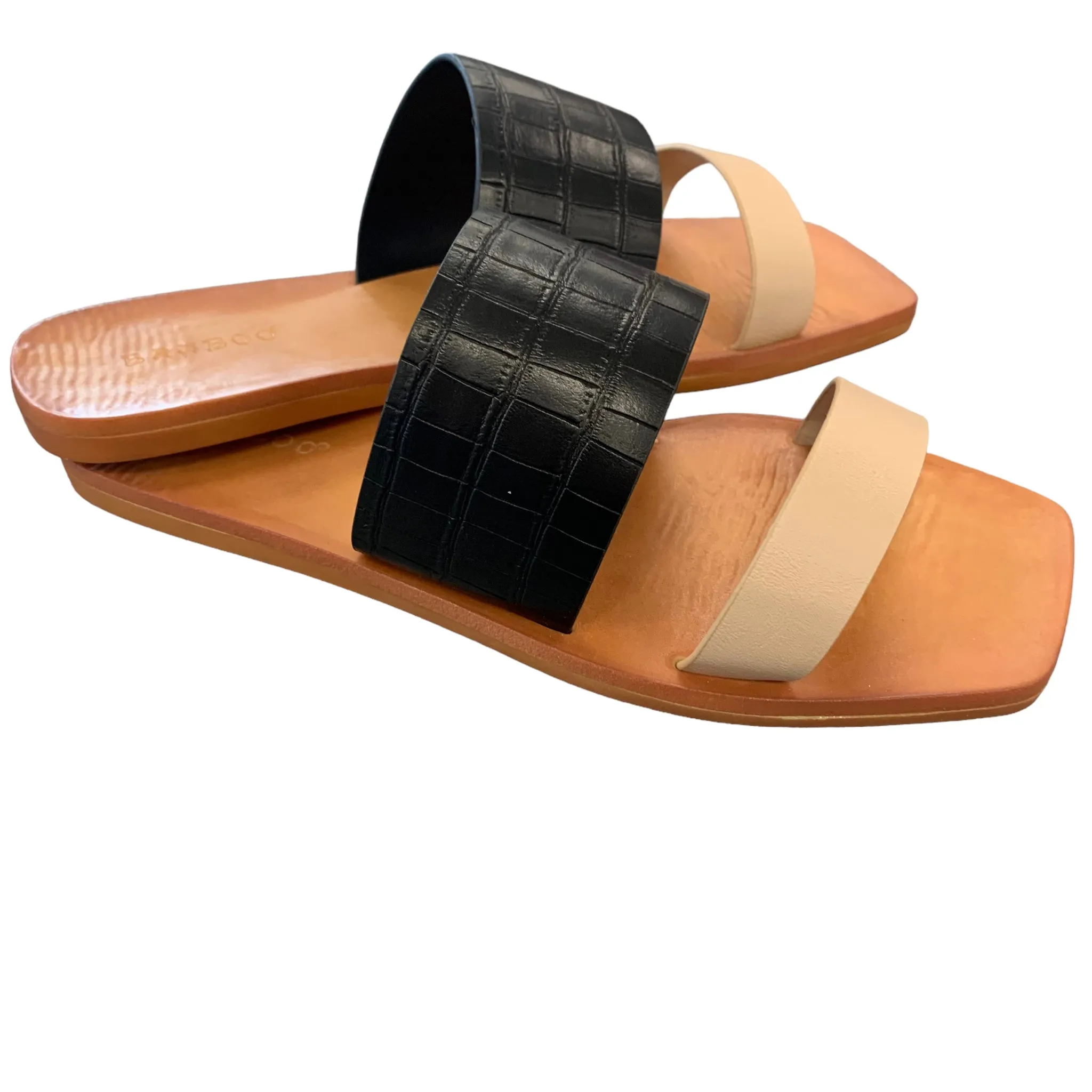 Bamboo Black Strap Women's Sandals New Size 7