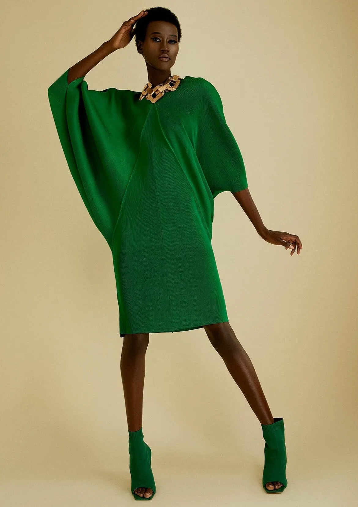 Batwing Sleeve Glam Dress