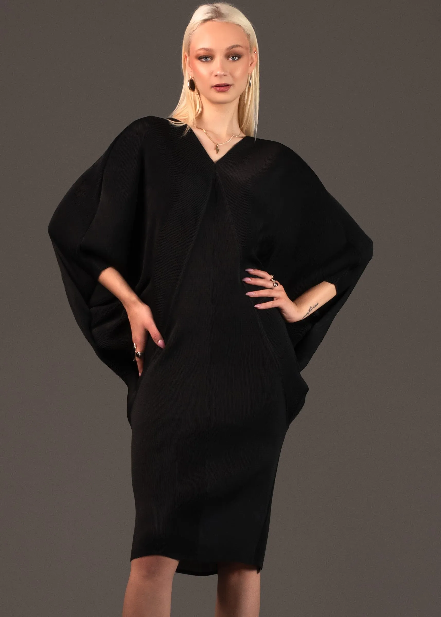Batwing Sleeve Glam Dress
