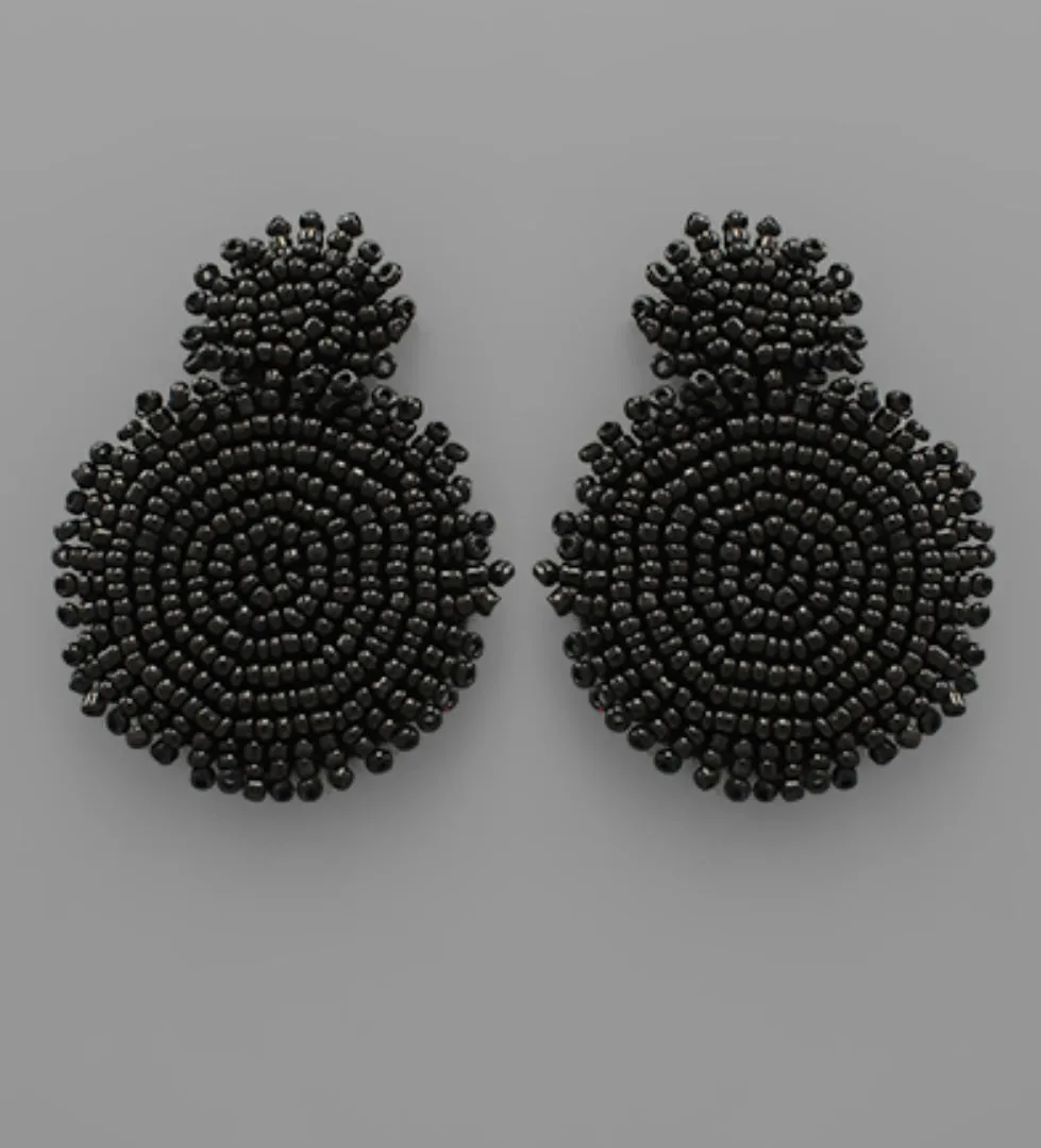 Beaded Boho Earrings in Black
