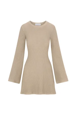 Bell Sleeve Mini Dress in Tencel Rib Knit