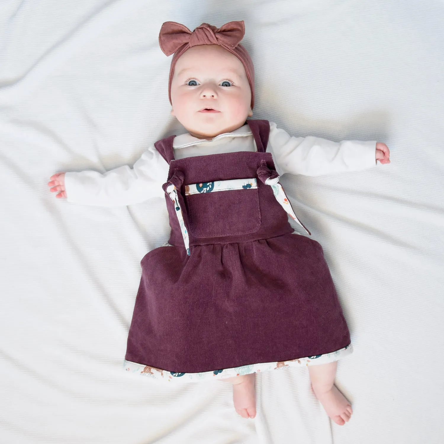 Berry Corduroy Pinafore Dress (Pre-order)