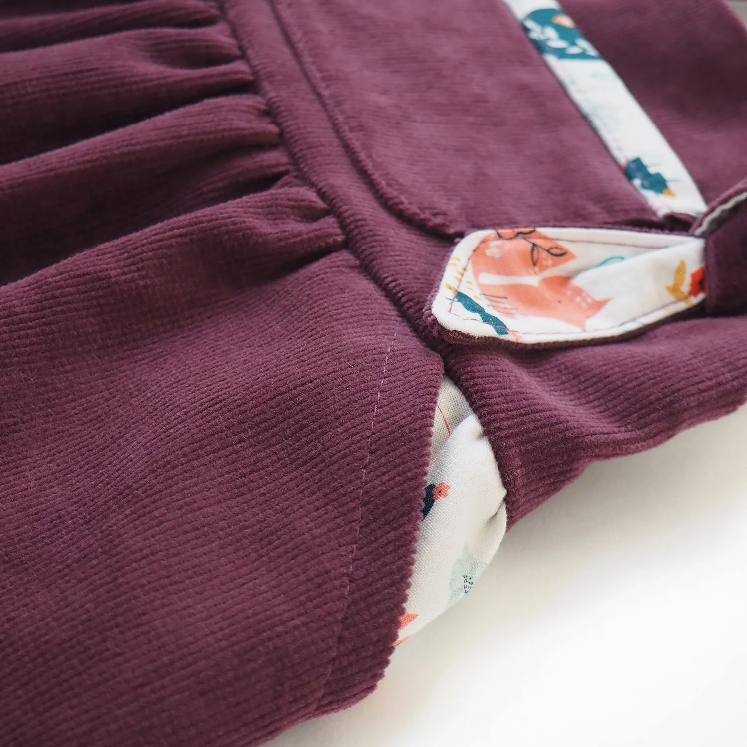 Berry Corduroy Pinafore Dress (Pre-order)