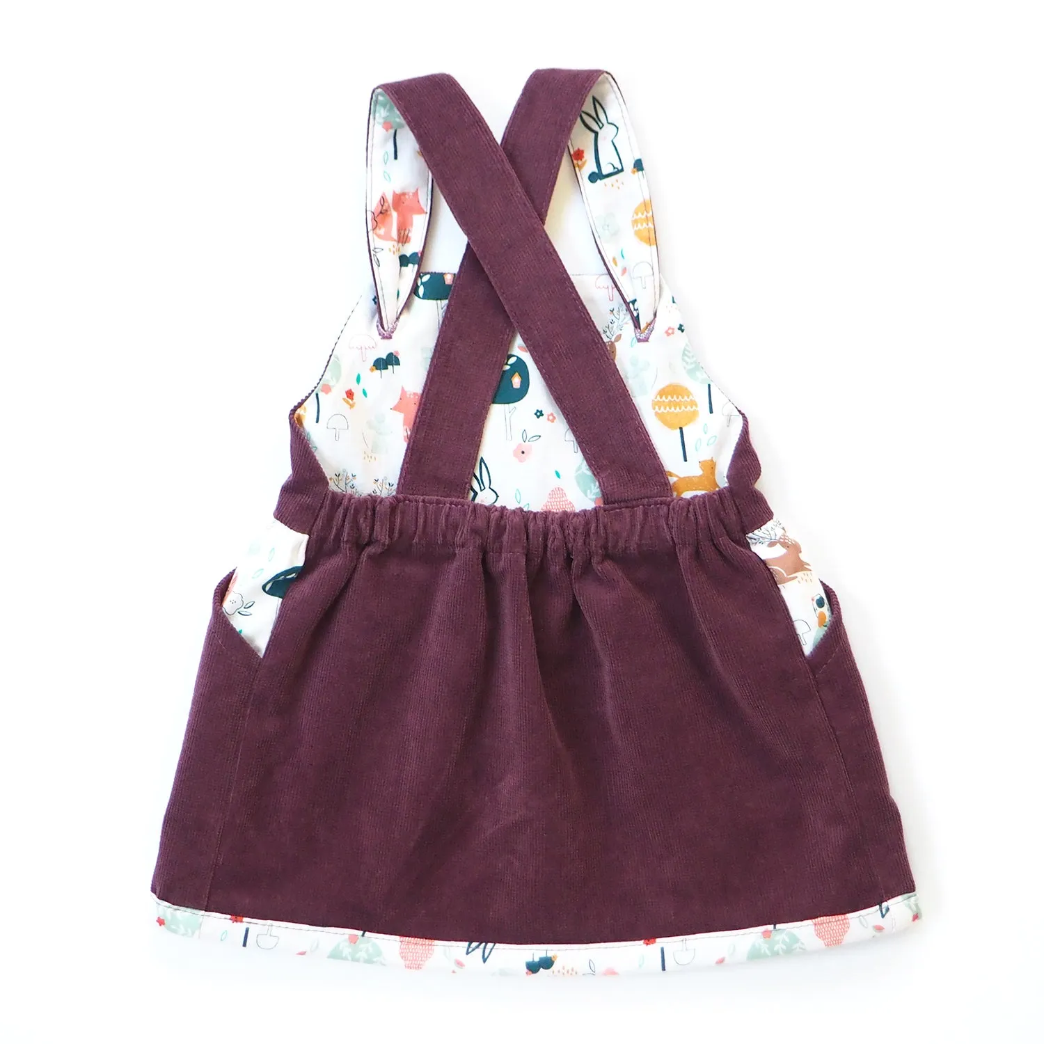 Berry Corduroy Pinafore Dress (Pre-order)