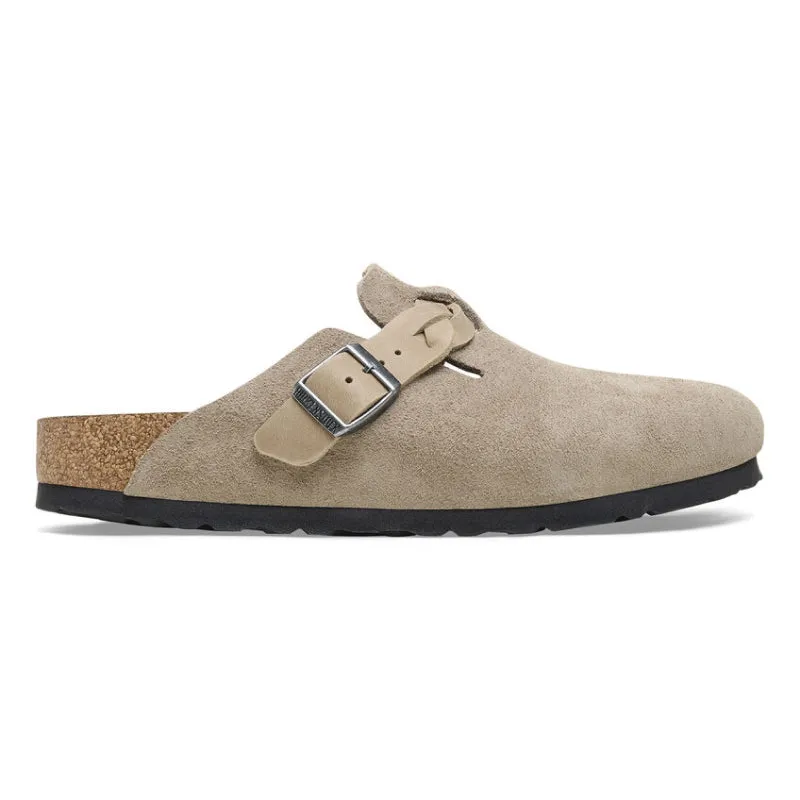 Birkenstock Boston Taupe Suede/Oiled Leather - SOFTBED