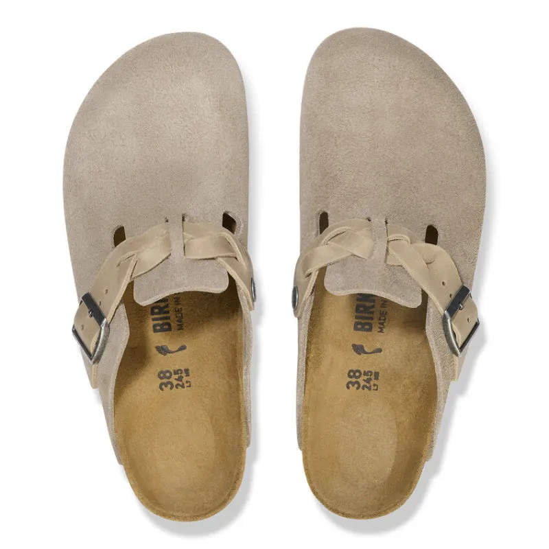 Birkenstock Boston Taupe Suede/Oiled Leather - SOFTBED