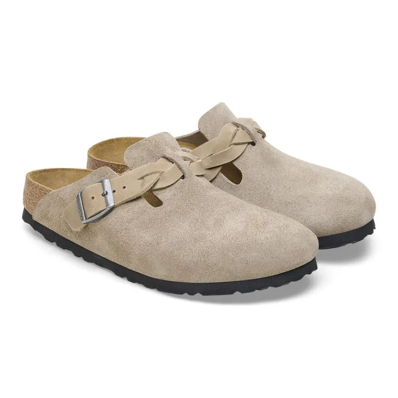 Birkenstock Boston Taupe Suede/Oiled Leather - SOFTBED