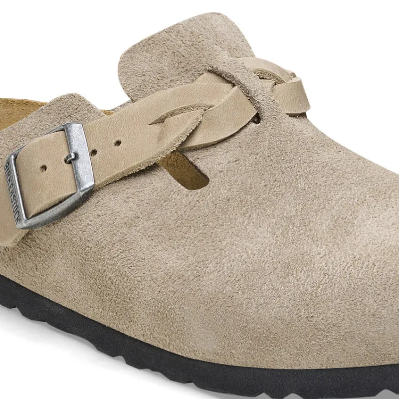 Birkenstock Boston Taupe Suede/Oiled Leather - SOFTBED