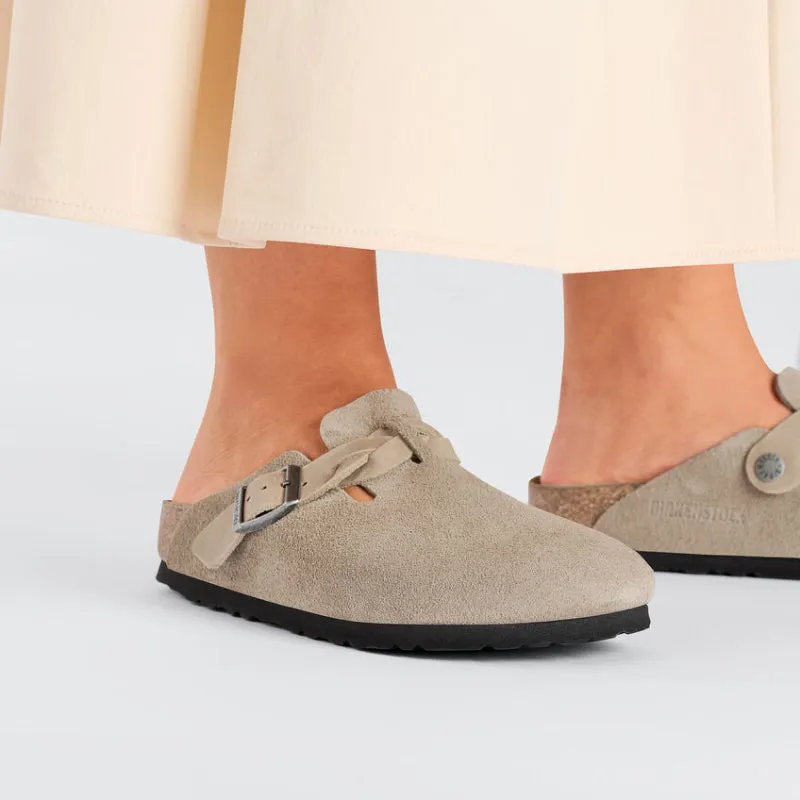 Birkenstock Boston Taupe Suede/Oiled Leather - SOFTBED