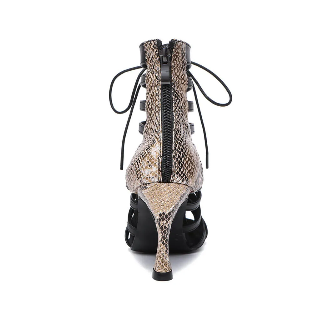 Black Leather Lace Up Ankle  Boots