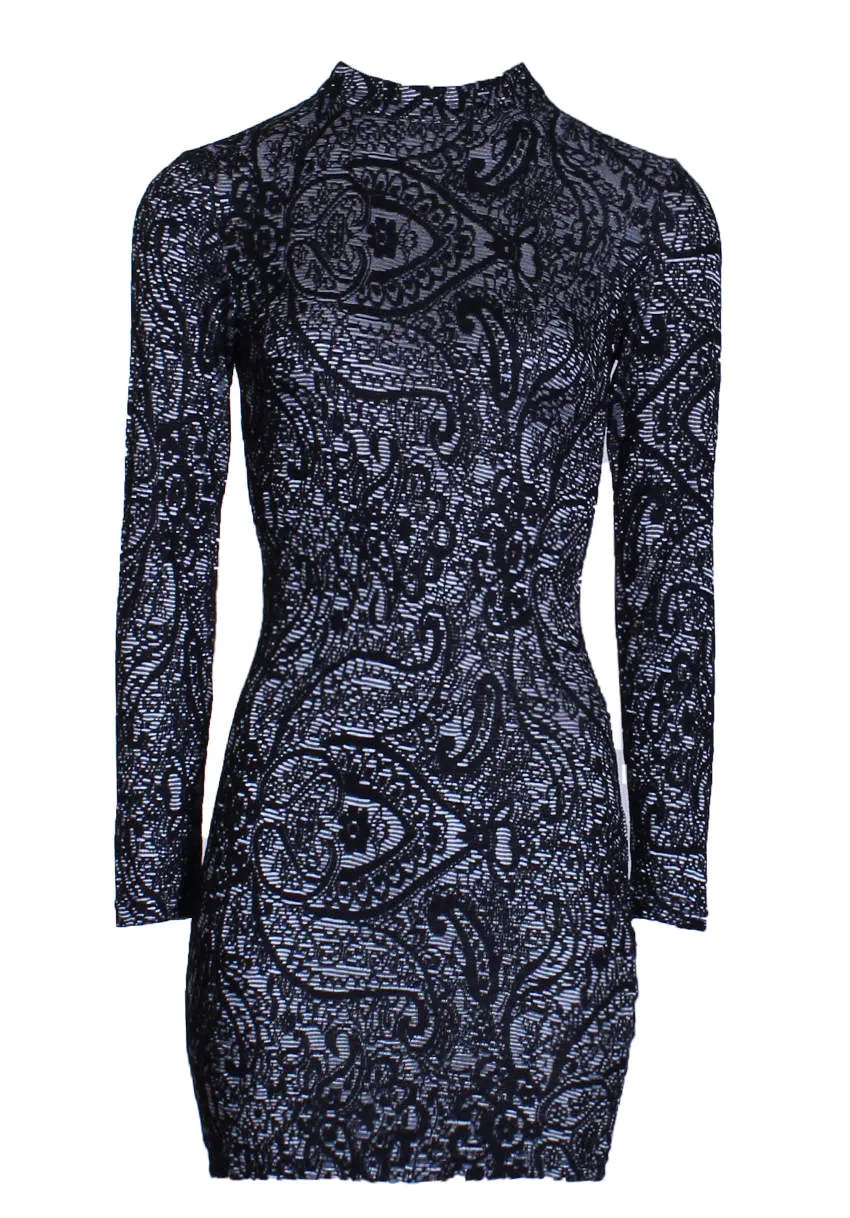 Black Long Sleeved High Neck Bodycon dress