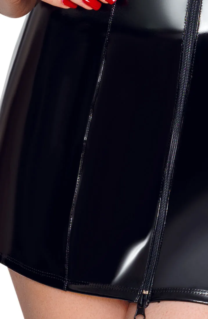 Black vinyl bodycon mini dress - The Slip