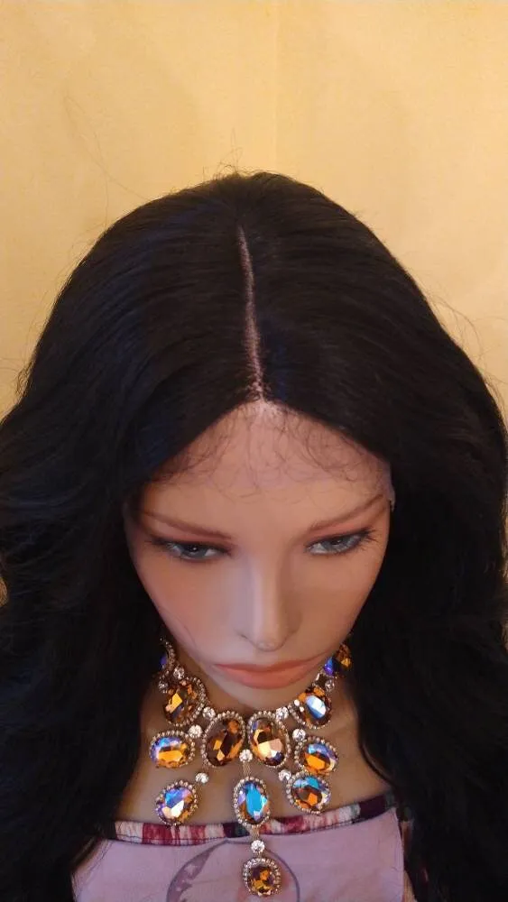 Black Wavy Lace Front Wig | HD Lace Wig | Synthetic Heat Resistant Wigs For Women | Lace Part Wig, Chemo Alopecia Wigs, Glory Tress -ADMIRE