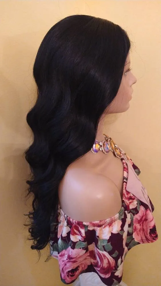 Black Wavy Lace Front Wig | HD Lace Wig | Synthetic Heat Resistant Wigs For Women | Lace Part Wig, Chemo Alopecia Wigs, Glory Tress -ADMIRE