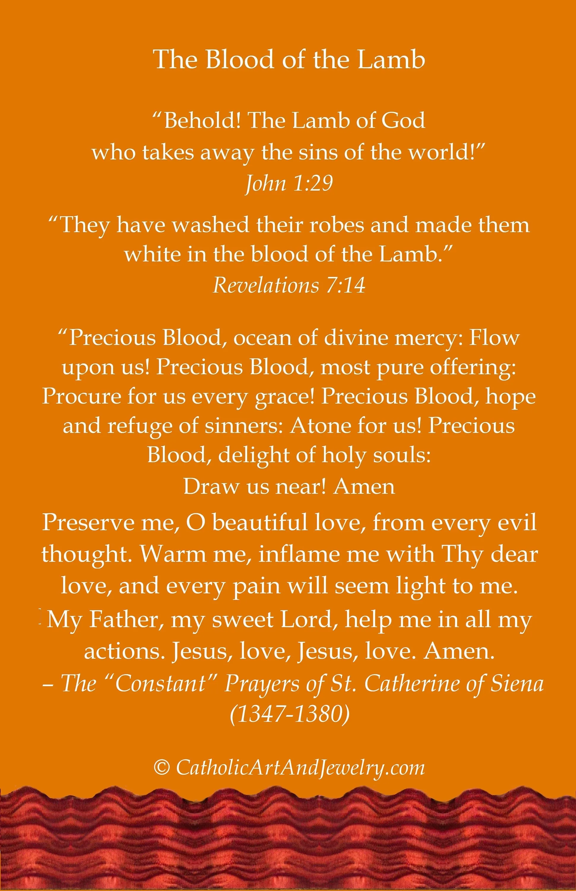 Blood of the Lamb – Restored Vintage Holy Card – pack of 10/100/1000
