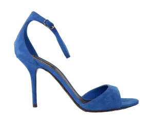 Blue Suede Ankle Strap Sandals