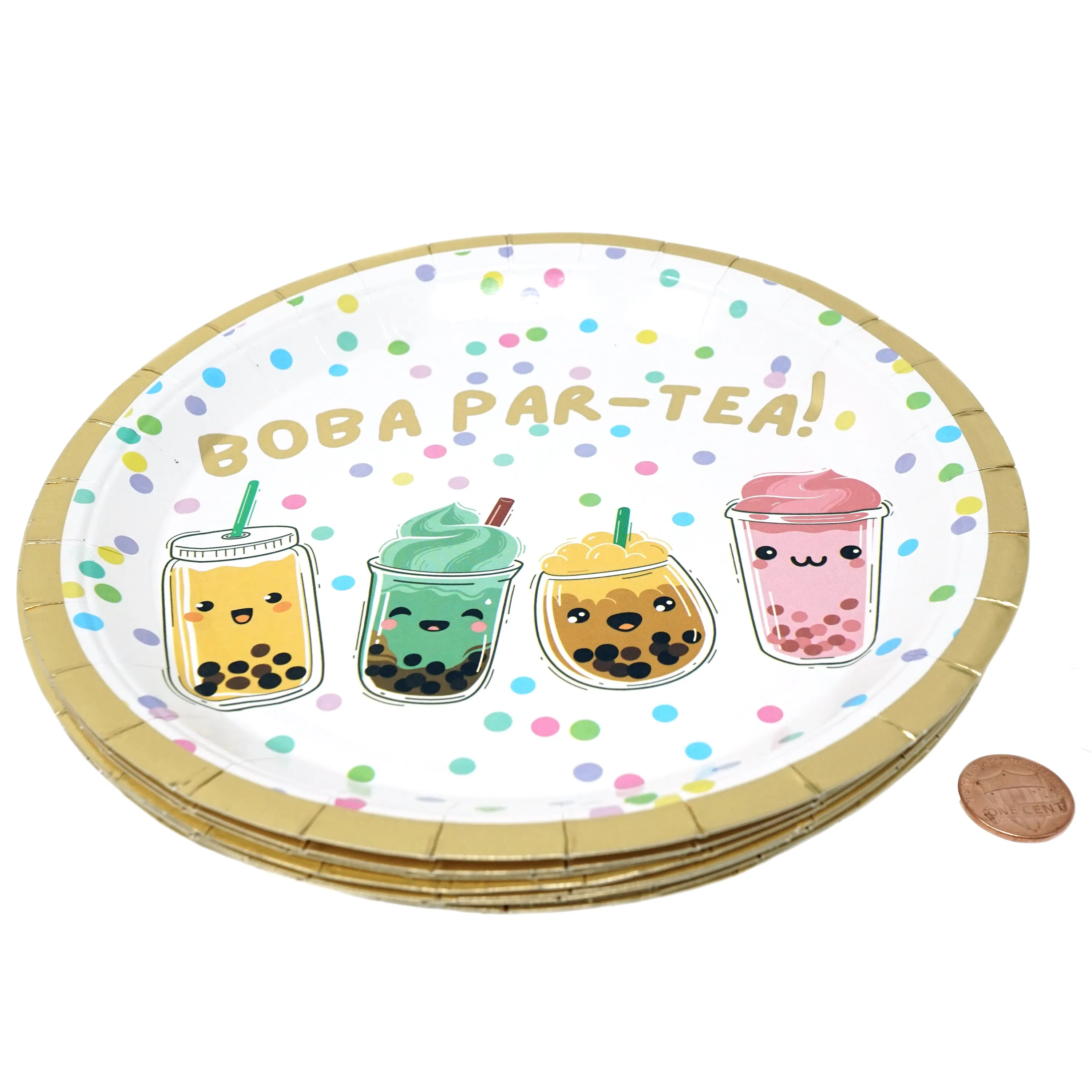 Boba Tea Party Biodegradable Paper Plates and Napkins 12 Plates 20 Napkins