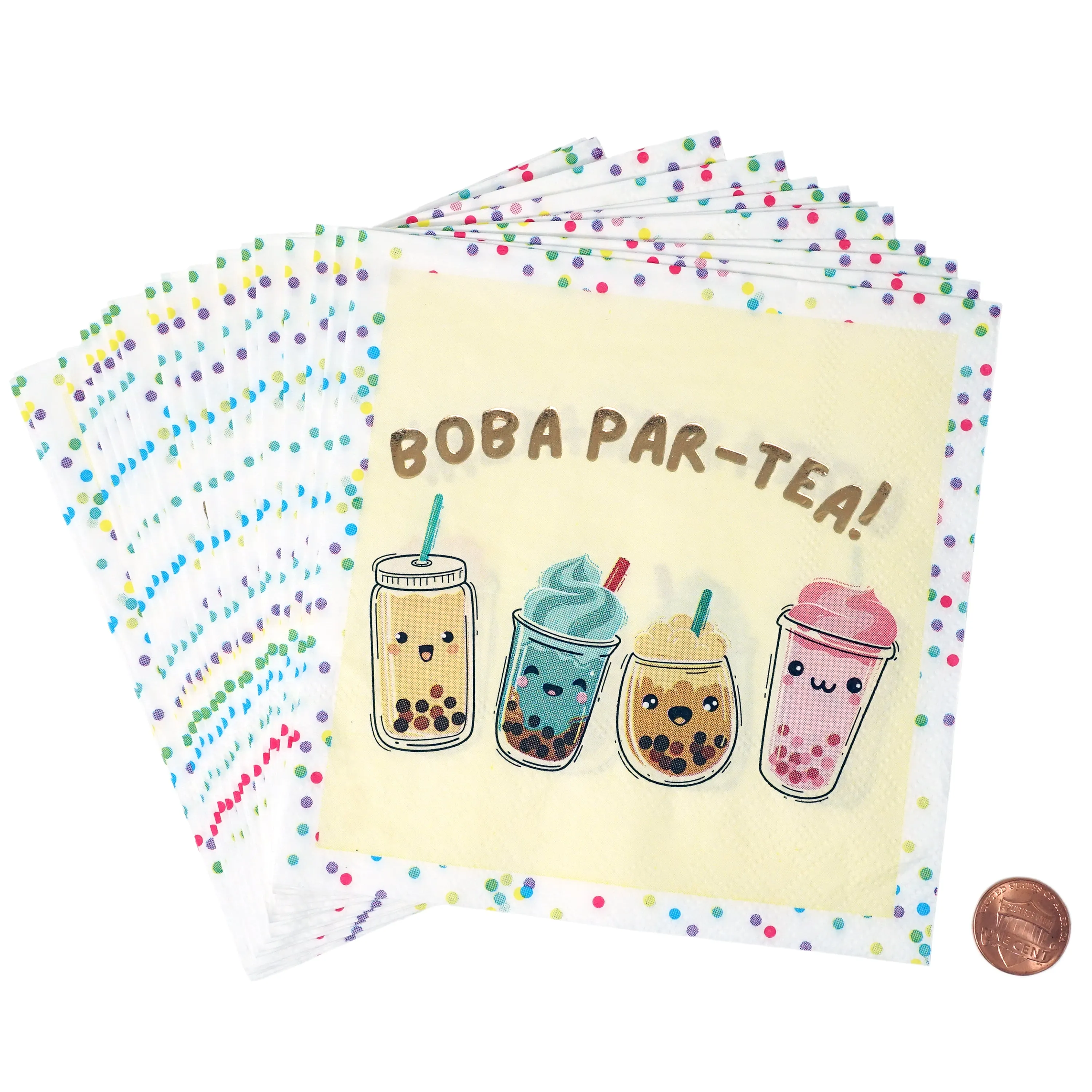 Boba Tea Party Biodegradable Paper Plates and Napkins 12 Plates 20 Napkins