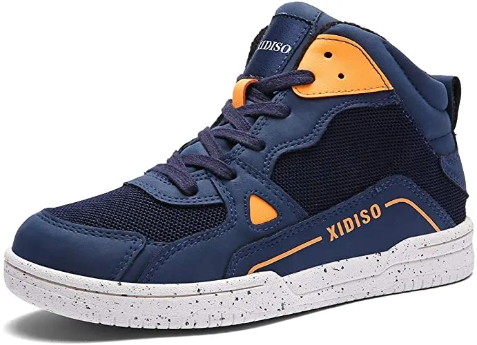 Brand new XIDISO Kids High Sneaker, Sz 4.5! Navy/Orange