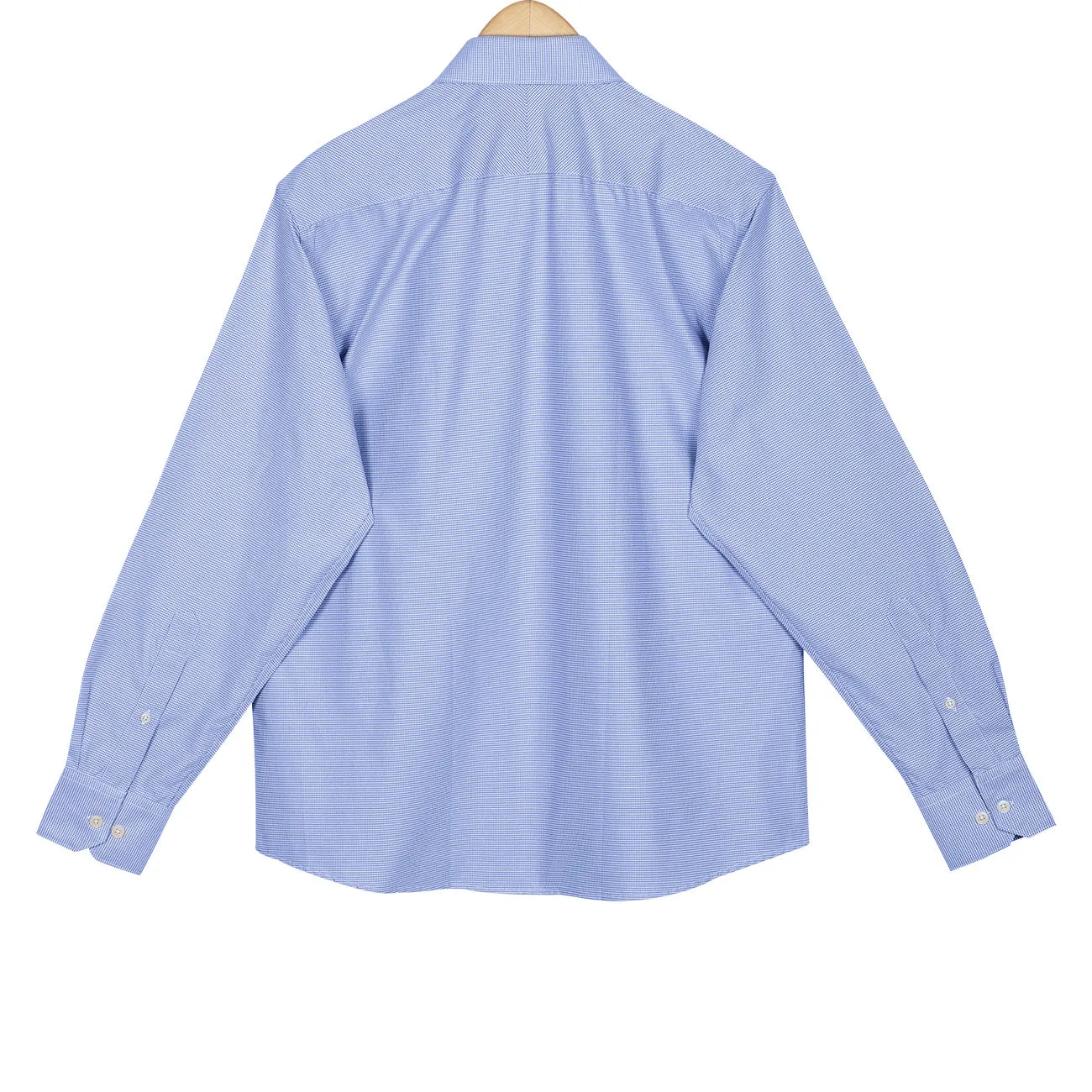 Brentford Blue Micro Houndstooth Button Down Cotton Shirt