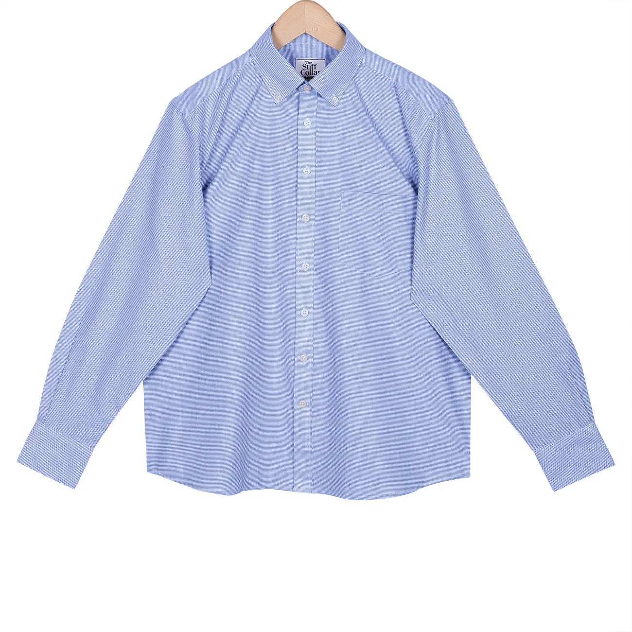 Brentford Blue Micro Houndstooth Button Down Cotton Shirt