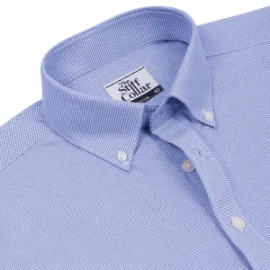 Brentford Blue Micro Houndstooth Button Down Cotton Shirt