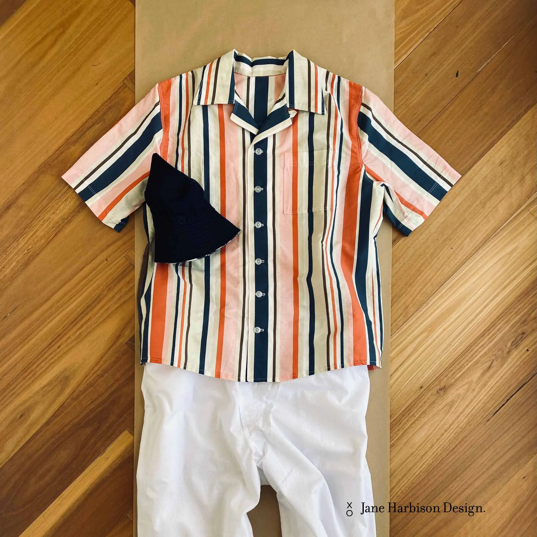 Camp Collar Shirt Kit - Bayadere Orange Stripe