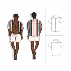 Camp Collar Shirt Kit - Bayadere Orange Stripe