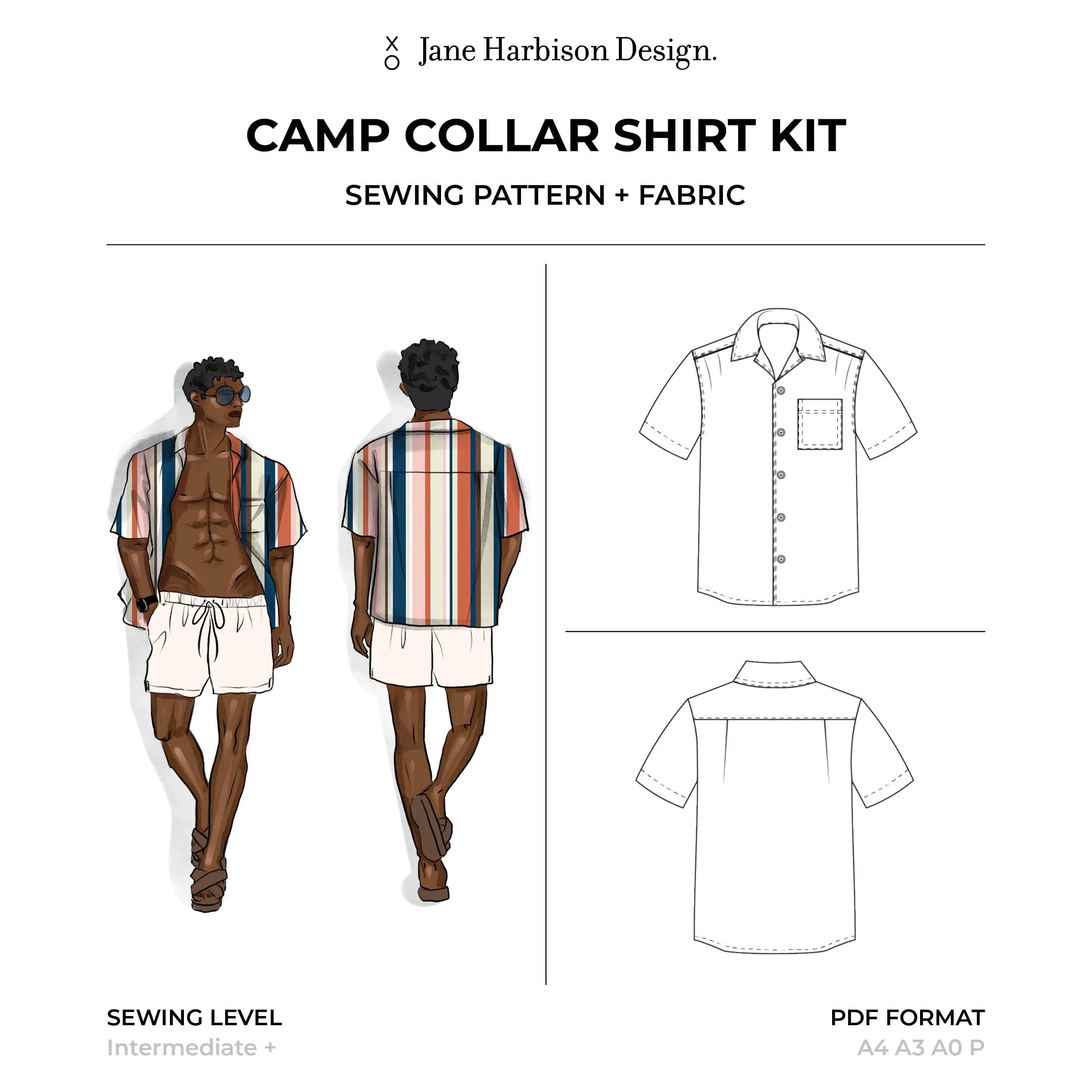 Camp Collar Shirt Kit - Bayadere Orange Stripe
